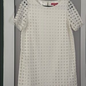 Catherine Malandrino White Eyelet Top with Embroidered Label